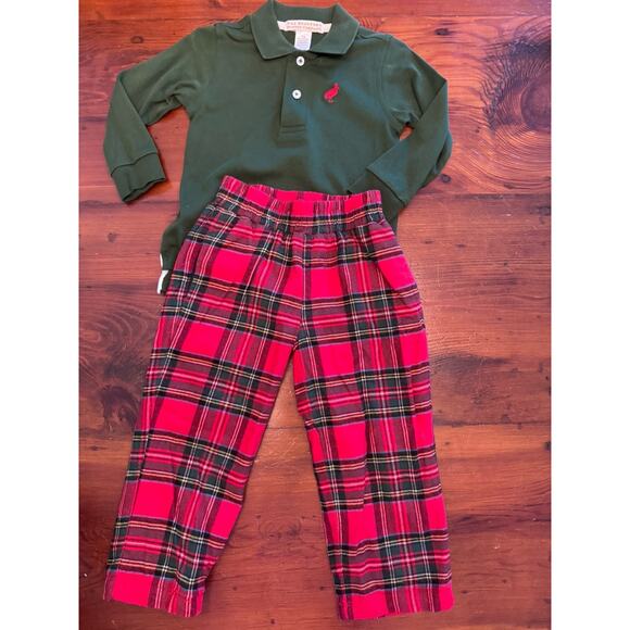 The Beaufort Bonnet Company Christmas Outfit Plaid Sheffield Pants Matching Polo - Picture 1 of 16